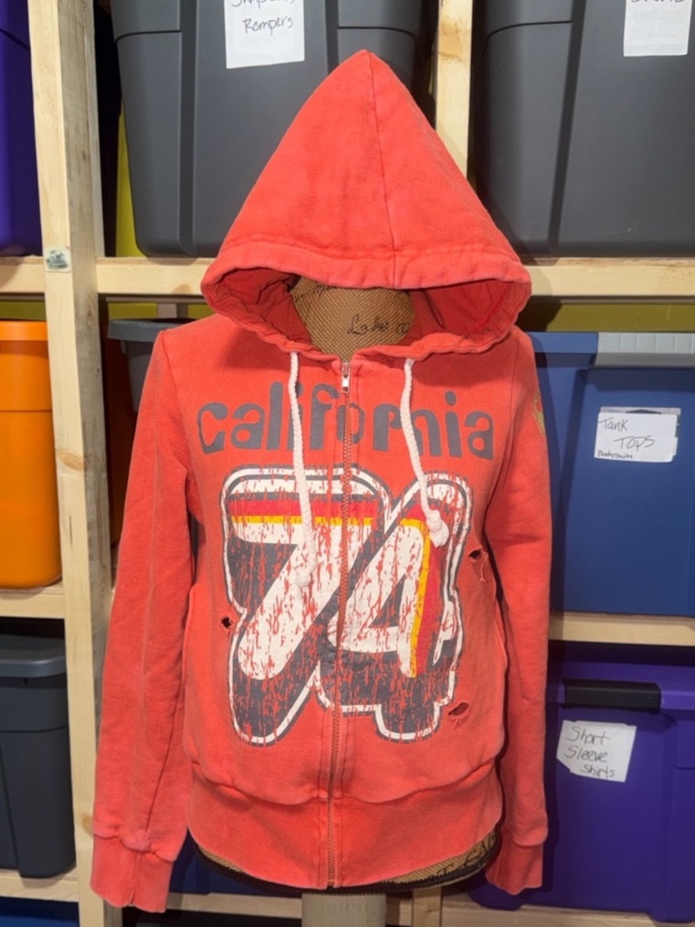 POL Red California Graphic Zip Hoodie